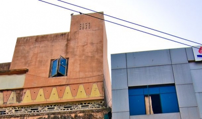 Hyderabad, India, Banner on a building highlighting transfusions for Thalassemia patient