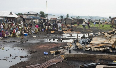 Democratic Republic of the Congo, North Kivu province, Kitchanga downtown. The insanitary conditions next to the market worsen the situation of the residents affected by the recent violence.