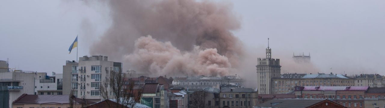 An explosion from an air bomb in the center of the city of Kharkov, the metro station Constitution Square, March 2022