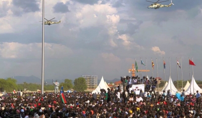 Thousands of citizens gathered in Juba, South Sudan to celebrate the signature of the peace agreement