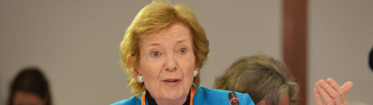 The Mary Robinson Foundation – Climate Justice CEO Mary Robinson speaks during a meeting of the Scaling Up Nutrition (SUN) Movement Lead Group at UNICEF House, New York City, United States of America, Monday 18 September 2017