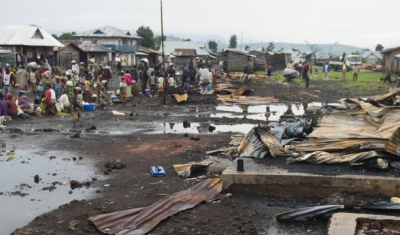 Democratic Republic ofn the Congo,  North Kivu province, Kitchanga downtown. The insanitary conditions next to the market worsens the situation of the residents affected by the recent violence. 