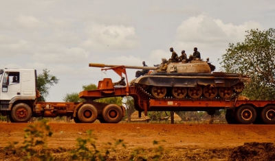 A Sudan People's Liberation Army (SPLA) tank in Turalei, South Sudan.