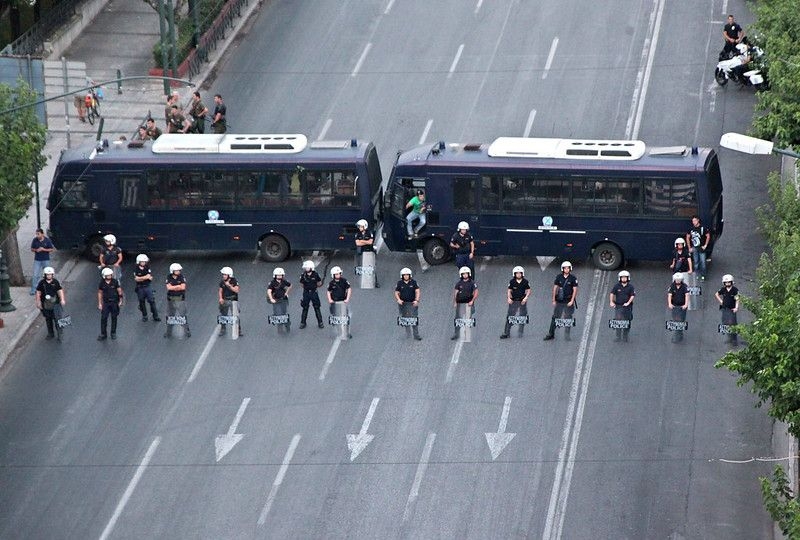 Police during a demonstration