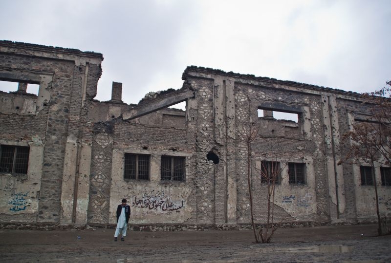 Destroyed building in Kabul, Afghanistan