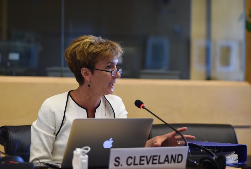 Portrait of Sarah Cleveland during a session of the UN Human Rights Committee