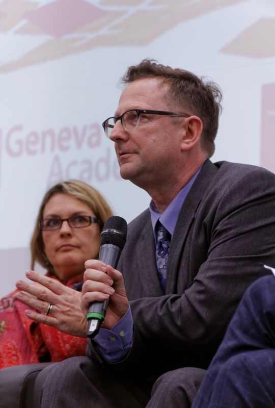 Professor Andrew Clapham speakes at a Geneva Academy event
