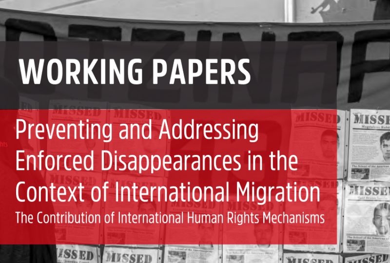 Cover page of the publication: Preventing and Addressing Enforced Disappearances in the Context of International Migration – The Contribution of International Human Rights Mechanisms