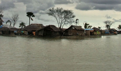 Sea rising through village in Bangladesh