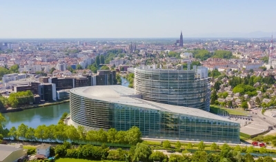 Aerial view of the European Court of Human Rights