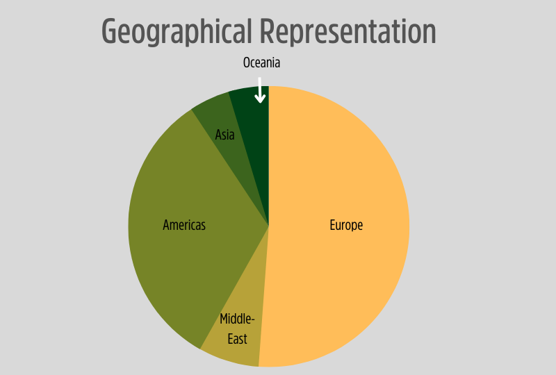 Graph on participants' geographical representation