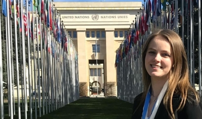 Anastasiya Dziubanava at the Palais des Nations in Geneva