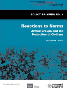 Cover of the Policy Briefing No1: Reactions to Norms Armed Groups and the Protection of Civilians
