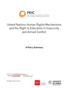 Cover of Policy Summary: United Nations Human Rights Mechanisms and the Right to Education in Insecurity and Armed Conflict