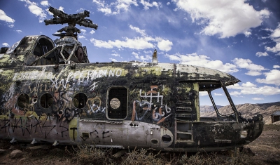 Peru, Huancasancos. A military helicopter allegedly shot down during the conflict in the early nineties.
